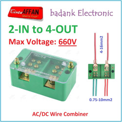 AC/DC Wire Combiner (2-IN to 4-OUT) Junction Box Solar Panel Surya